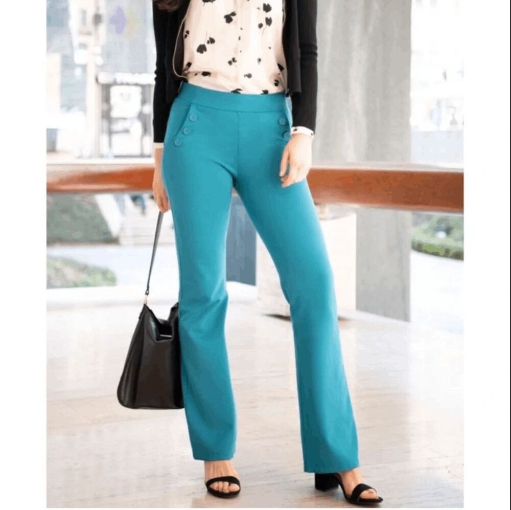 New Betabrand Ocean Bootcut Six Button Dress Pant Yoga Pants Medium